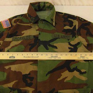 US ARMY HOT WX BDU WOODLAND PATTERN MATERNITY BUTTON UP sz12S JACKET MG 387
